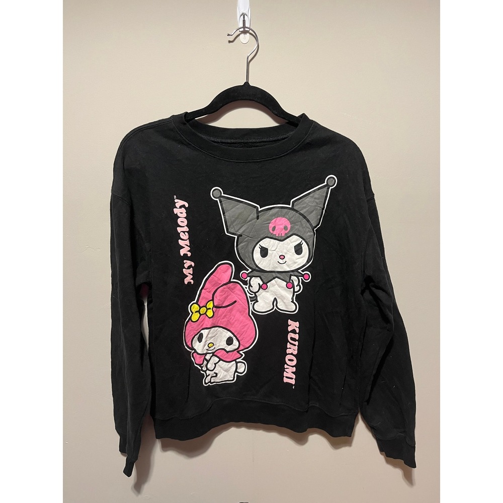Sanrio Kuromi My Melody Graphic Sweatshirt Black Medium Pullover Kawaii Y2K